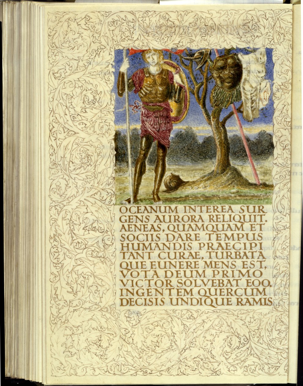 Wenus dająca zbroję Eneaszowi, otwarcie księgi VIII „Eneidy” Wergiliusza autorstwa William Morris