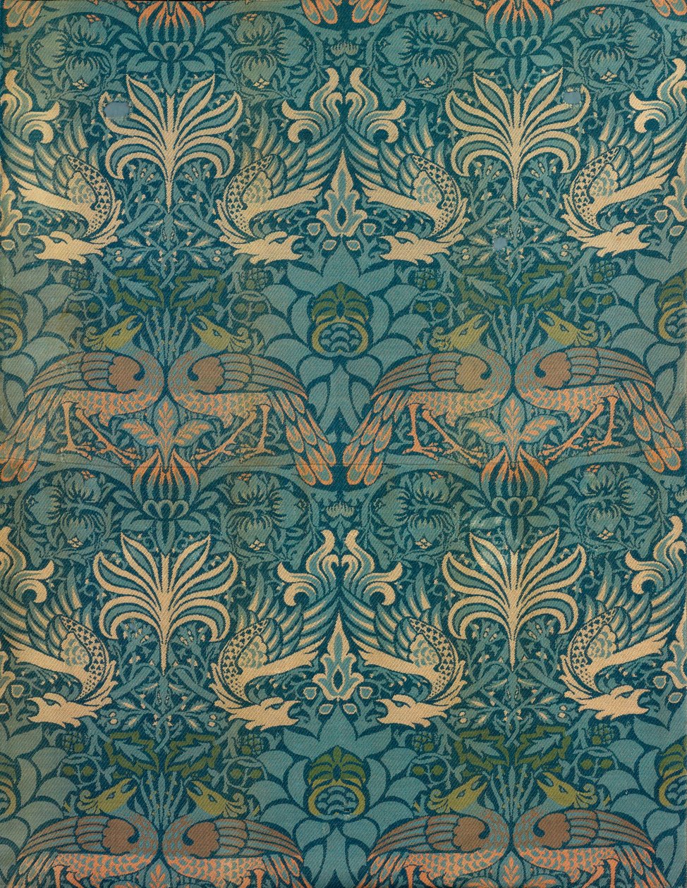 Projekt tkaniny William Morris Paw i smok, ok. 1880 (drewnodruk) autorstwa William Morris