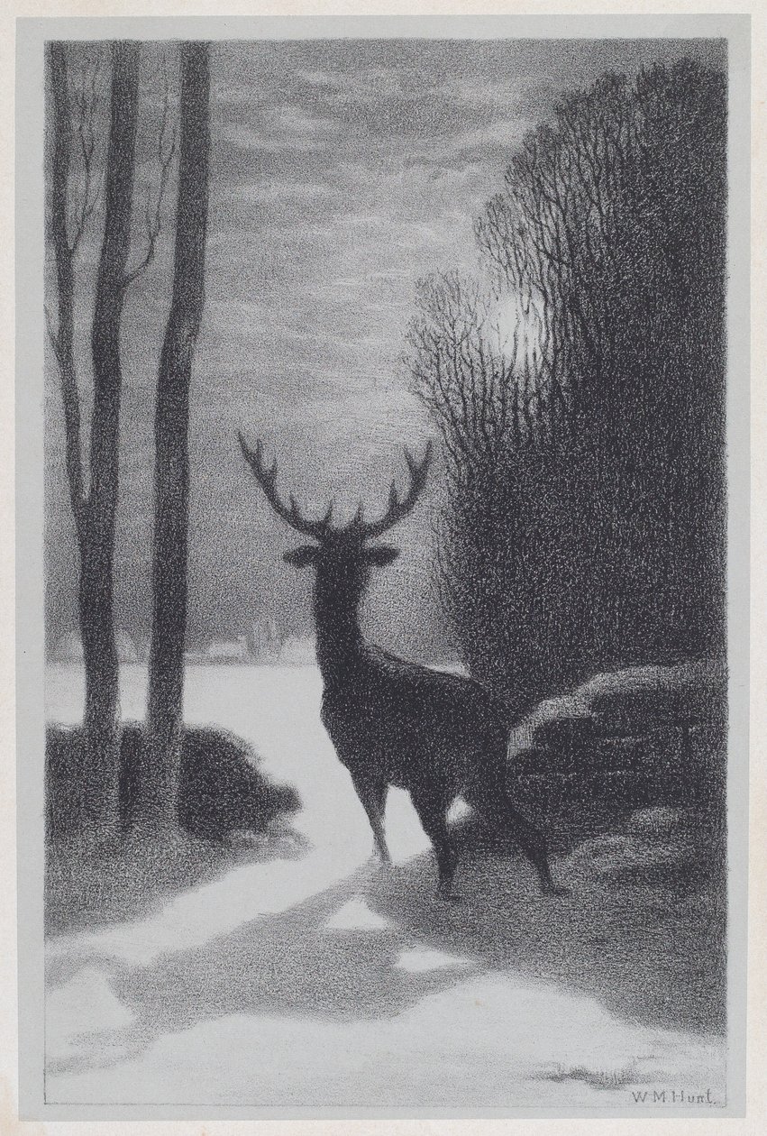 Jeleń w świetle księżyca autorstwa William Morris Hunt