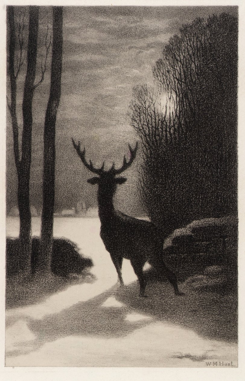 Jeleń w świetle księżyca autorstwa William Morris Hunt