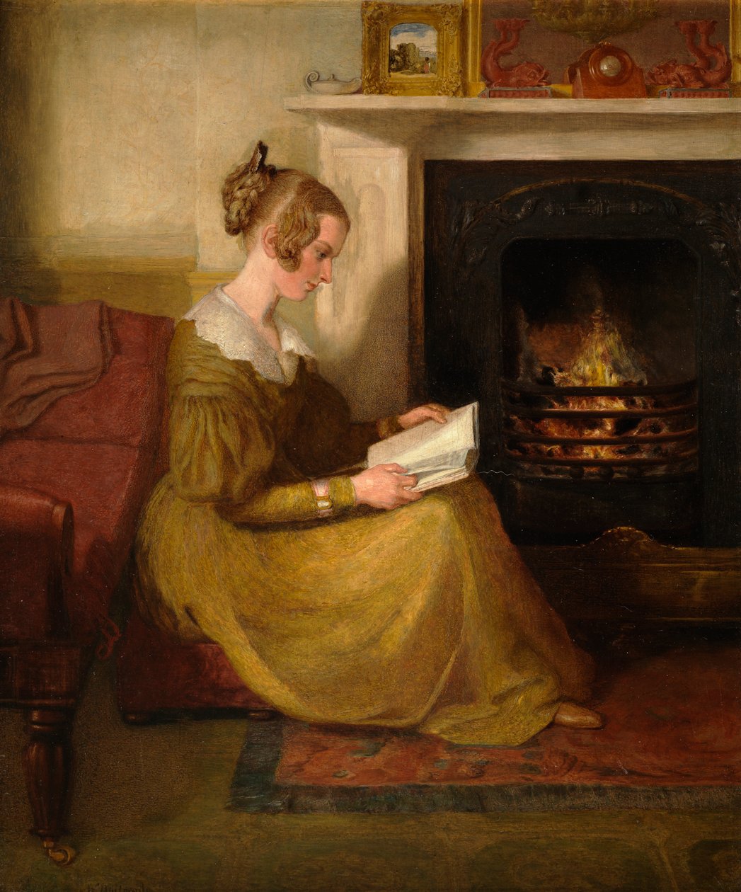 Czytanie przy kominku, ok. 1825 r autorstwa William Mulready