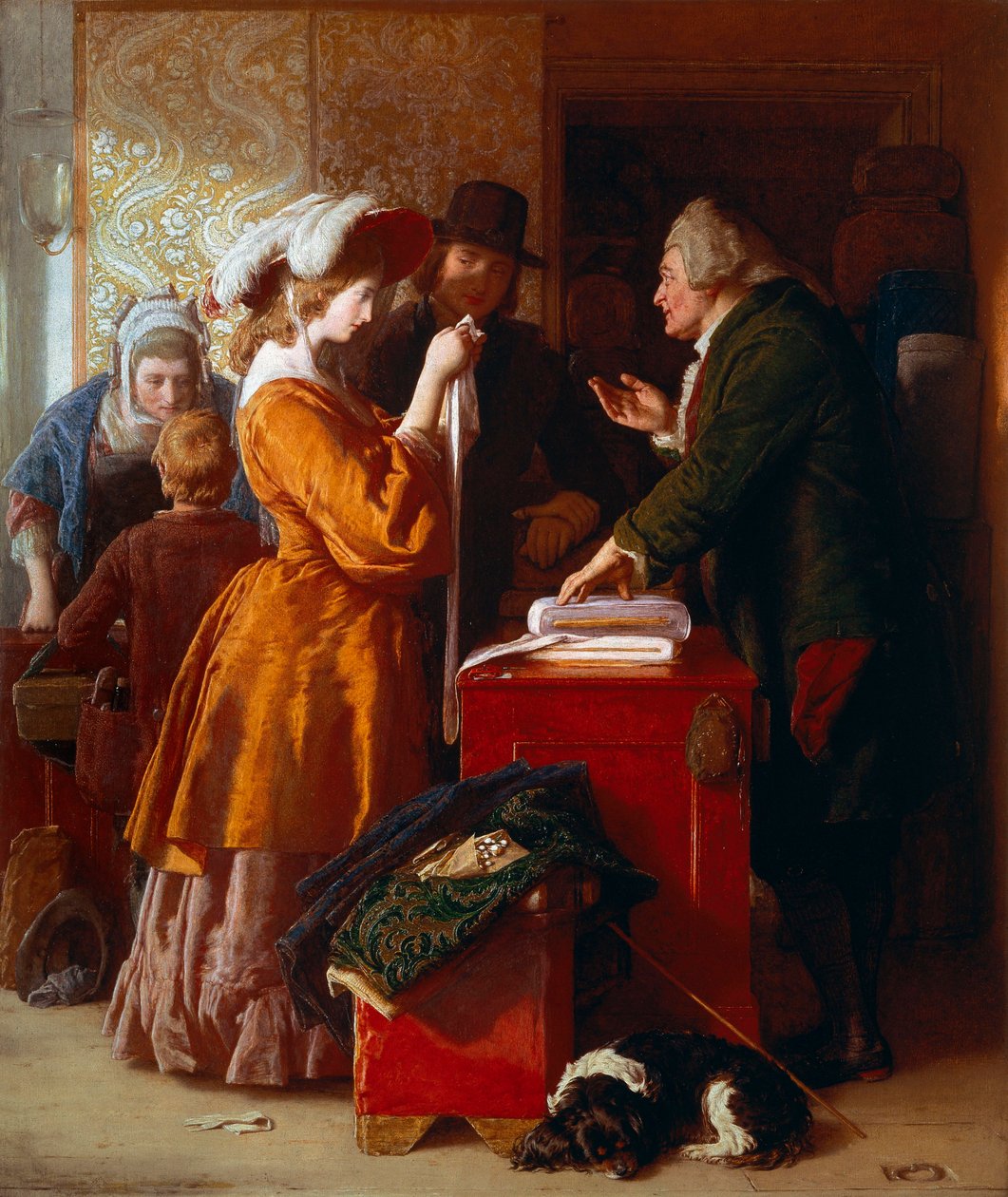 „” Wybór sukni ślubnej”” Szczegół. Obraz Williama Mulready