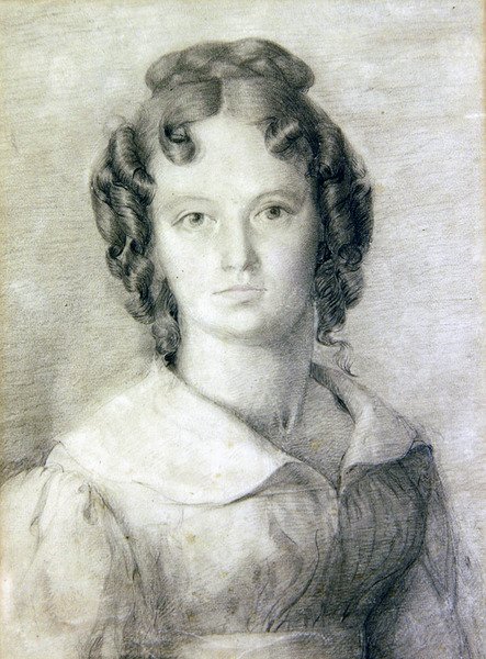 Portret w popiersiu Charlotte Rolfe (ołówek i kredka na papierze) autorstwa William Mulready