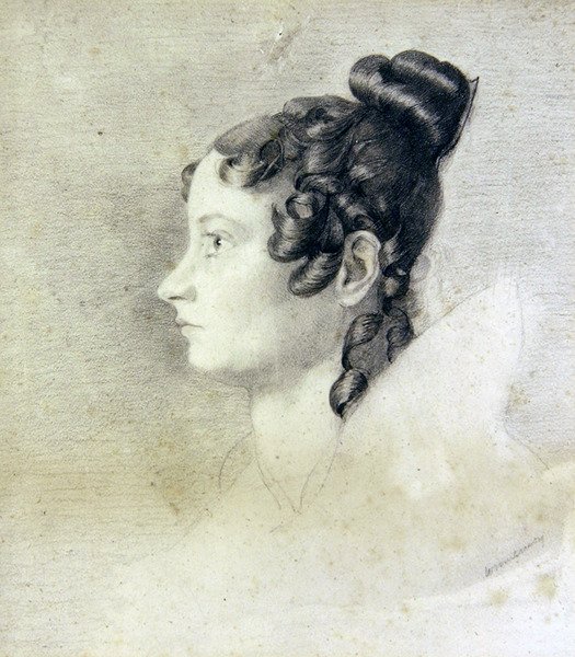 Portret Charlotte Rolfe (ołówek i kredka na papierze) autorstwa William Mulready
