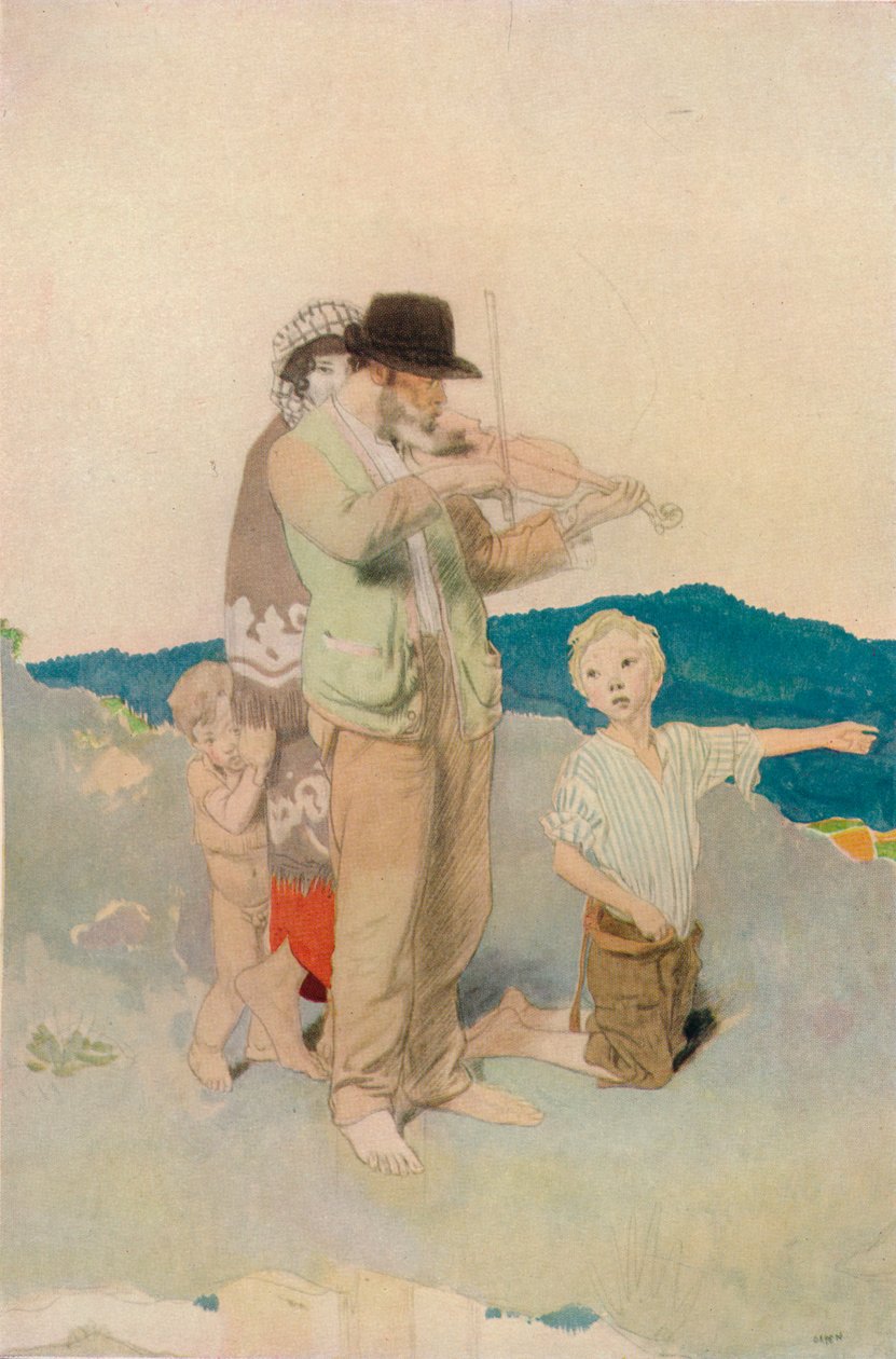 Skrzypek, Studium dla grupy centralnej na przydrożnym weselu, ok. 1923 r. autorstwa William Newenham Montague Orpen
