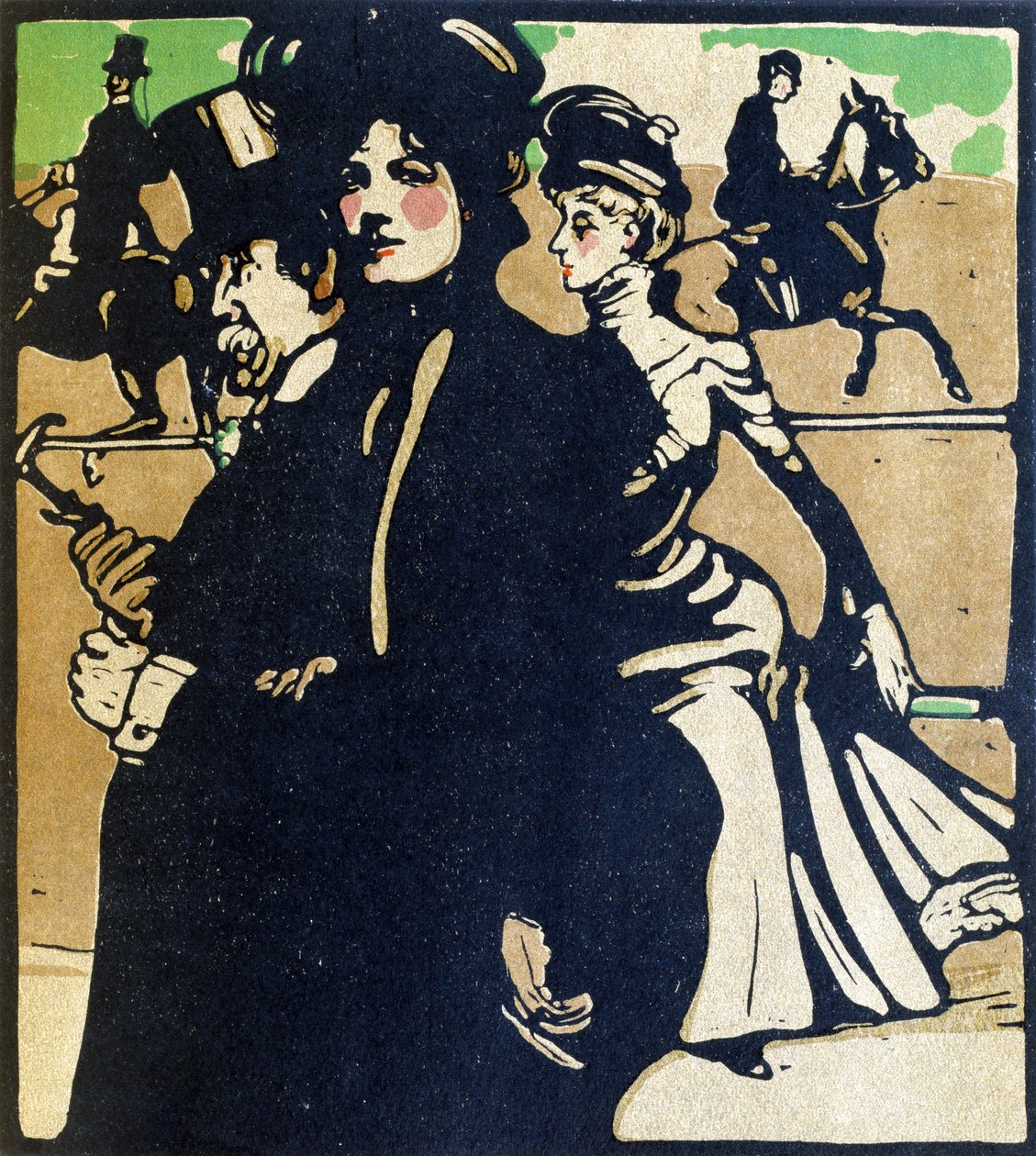 Dzień na wyścigach, ilustracja z „London Types”, wydanej przez Williama Heinemanna autorstwa William Nicholson