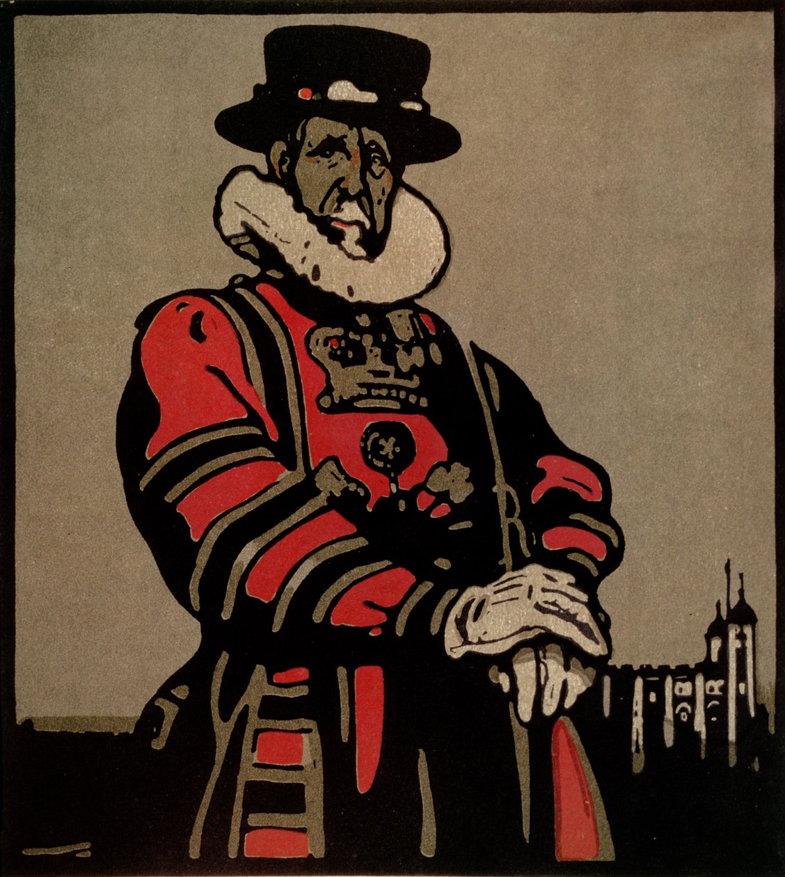 Beefeater z „London Types” wydanego przez Williama Heinemanna autorstwa William Nicholson
