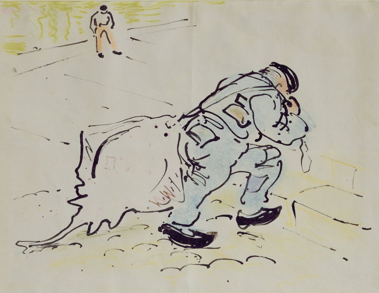 Churchill z łyżwą (pióro i tusz i kredka na papierze) autorstwa William Nicholson