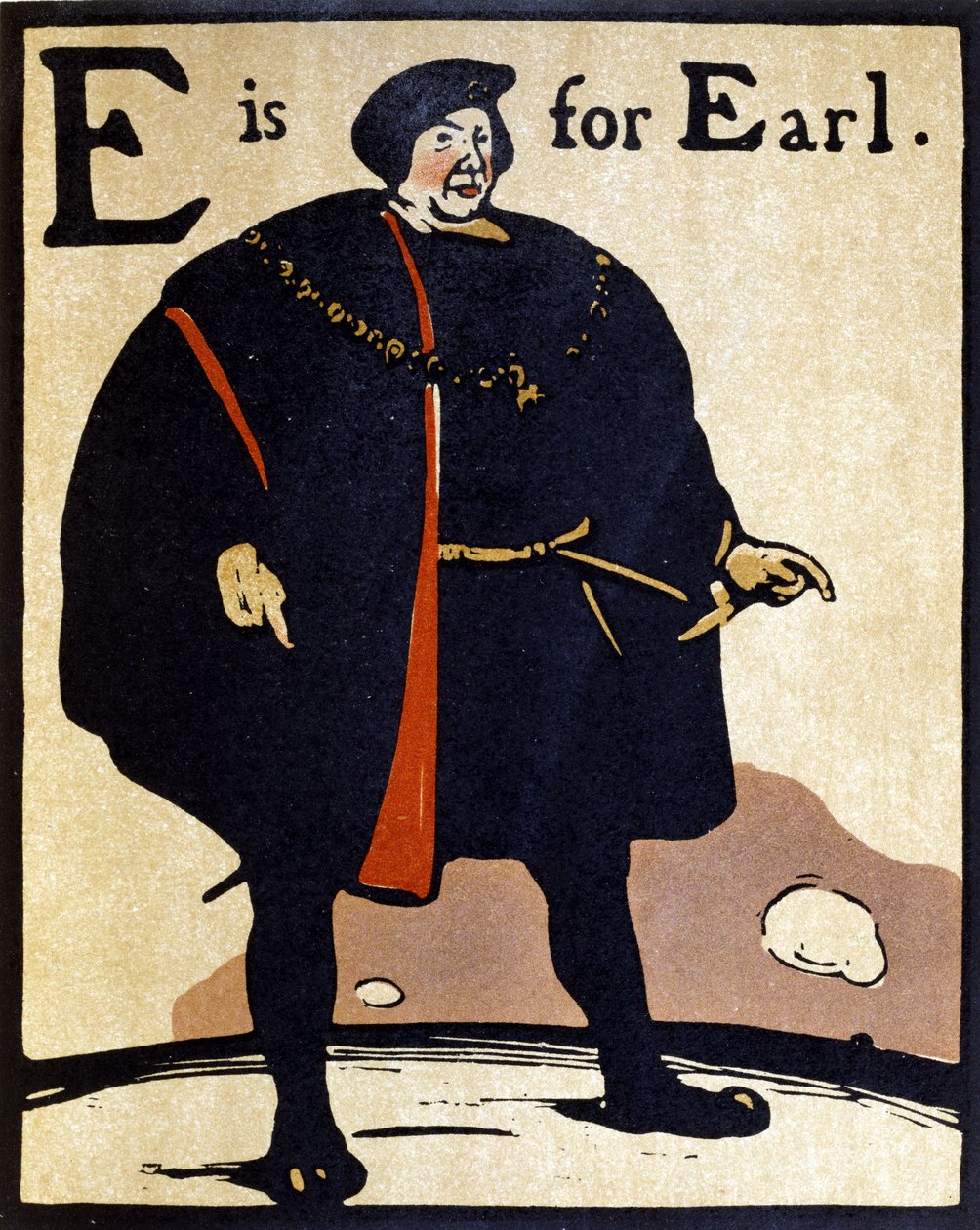 E jak Earl, ilustracja z „Alfabetu”, wydanego przez Williama Heinemanna autorstwa William Nicholson