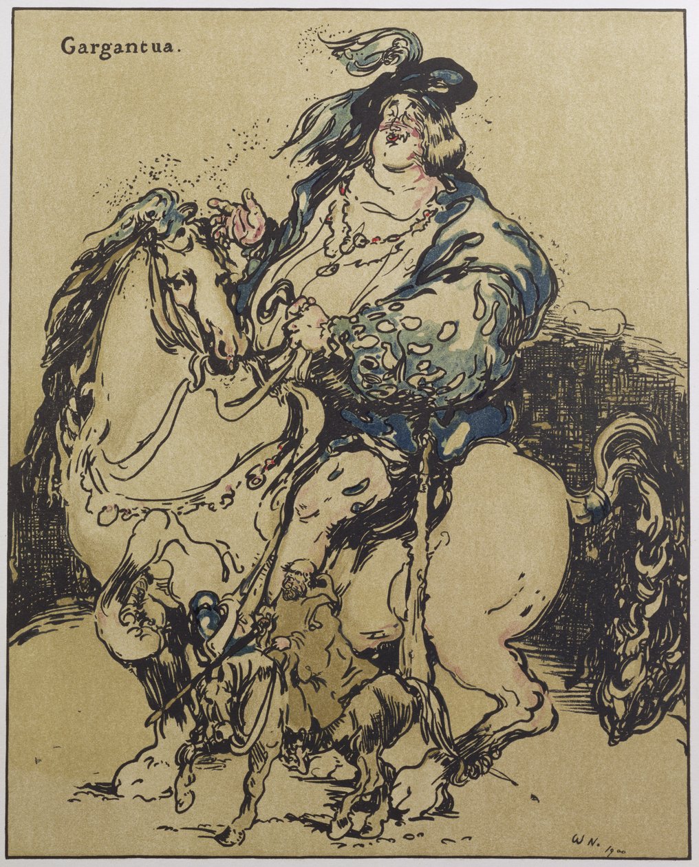Gargantua, ilustracja z „Characters of Romance”, wydana po raz pierwszy w 1900 r. (litografia kolorowa) autorstwa William Nicholson