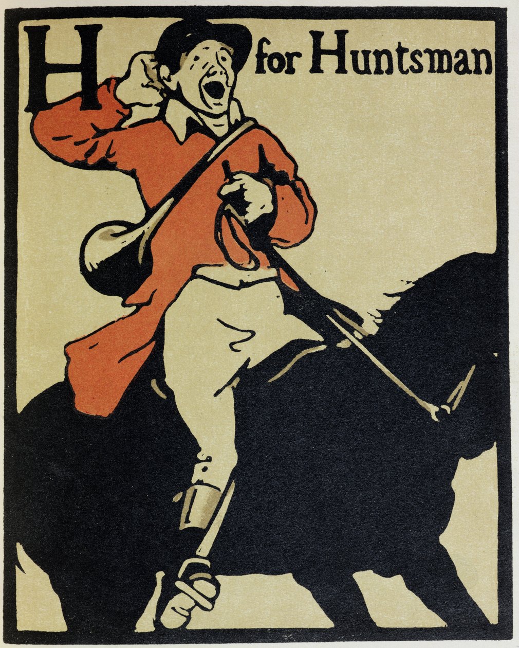 H jak Huntsman, ilustracja z „Alfabetu”, wydanego przez Williama Heinemanna autorstwa William Nicholson