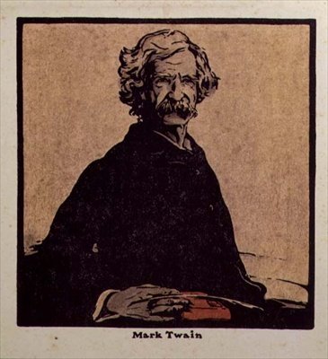 Mark Twain (1835-1910) ilustracja z „Dwunastu portretów”, wydana w 1899 r. (drewno ręcznie kolorowane) autorstwa William Nicholson