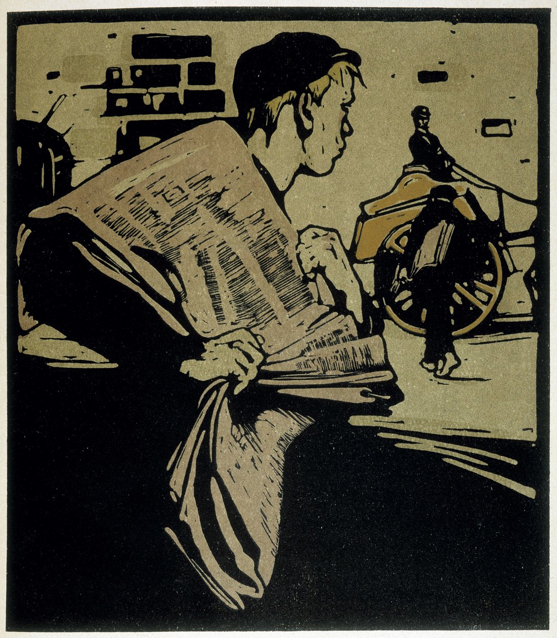 Newspaper Crier, London - in “”Types of London””, de William Nicholson (1872-1949), ed Flourypolish autorstwa William Nicholson