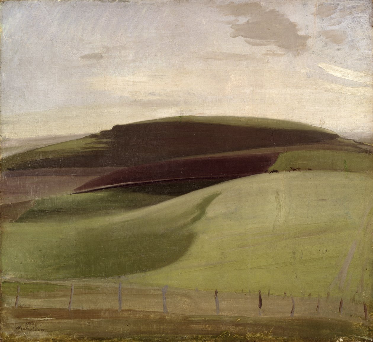 On the Downs (Krajobraz Wiltshire) 1924 (olej na płótnie) autorstwa William Nicholson