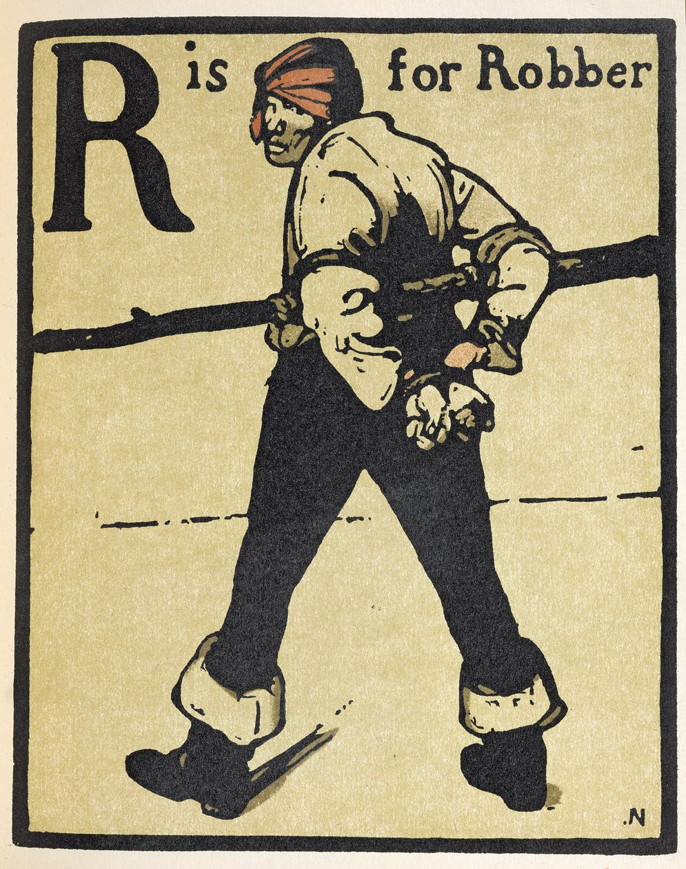 R jak Robber, ilustracja z „Alfabetu”, wydanego przez Williama Heinemanna autorstwa William Nicholson