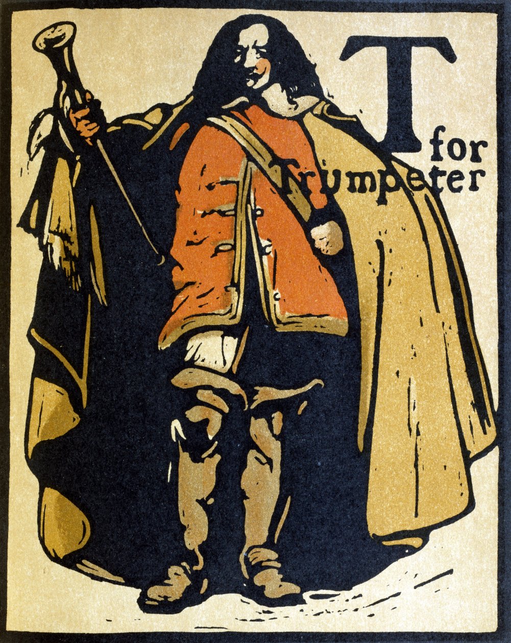 T jak trębacz, ilustracja z „Alfabetu”, wyd. William Heinemann autorstwa William Nicholson