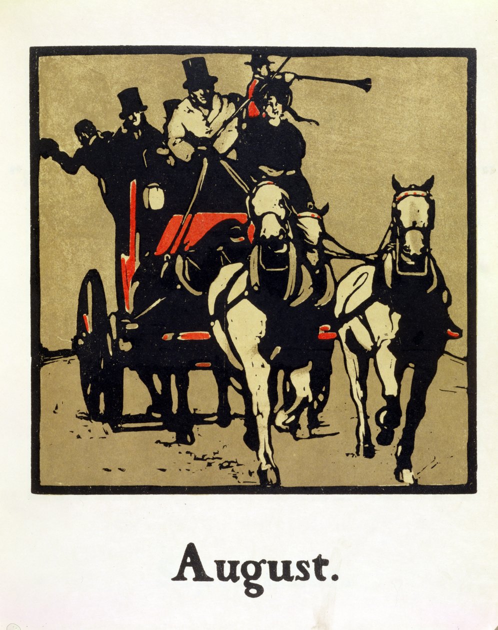 Miesiąc sierpień, z „Almanachu dwunastu sportów”, ze słowami Rudyarda Kiplinga, opublikowany po raz pierwszy przez Williama Heinemanna autorstwa William Nicholson