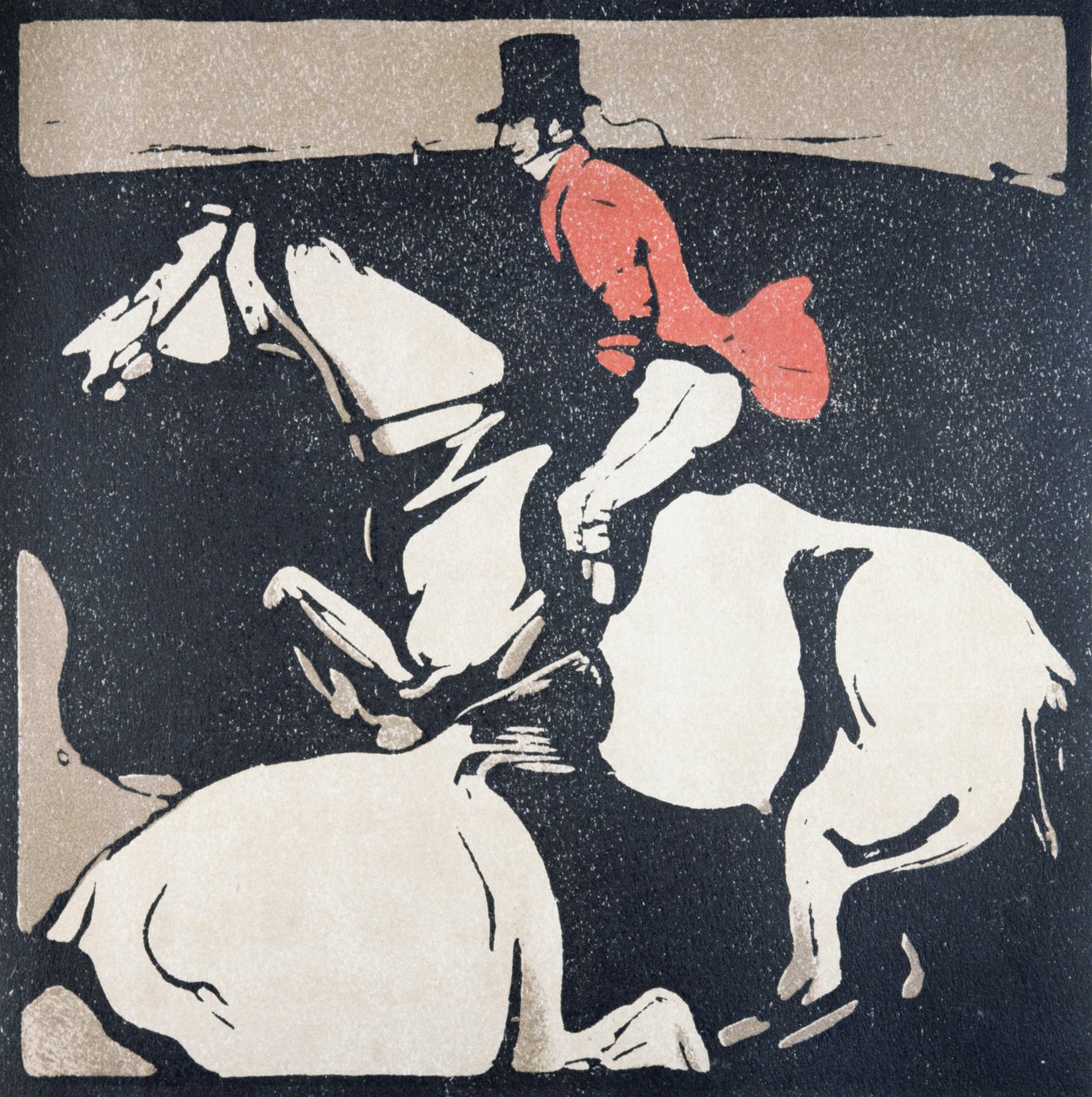 Miesiąc styczeń: polowanie, z „Almanachu dwunastu sportów”, ze słowami Rudyarda Kiplinga, opublikowane po raz pierwszy przez Williama Heinemanna autorstwa William Nicholson