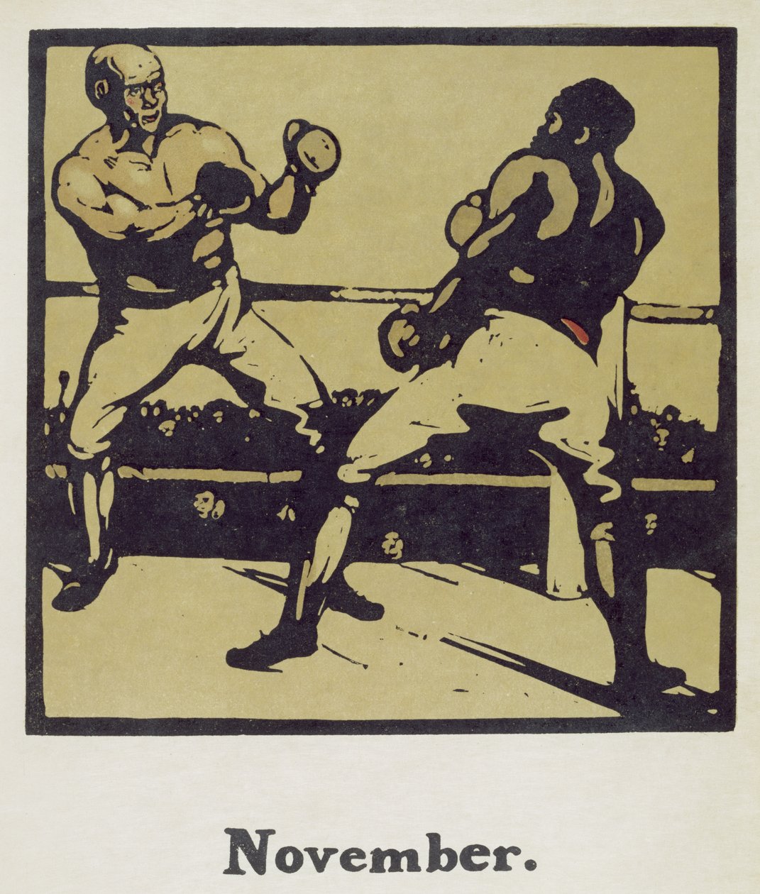 Miesiąc listopad, z „Almanachu dwunastu sportów”, ze słowami Rudyarda Kiplinga, opublikowany po raz pierwszy przez Williama Heinemanna autorstwa William Nicholson