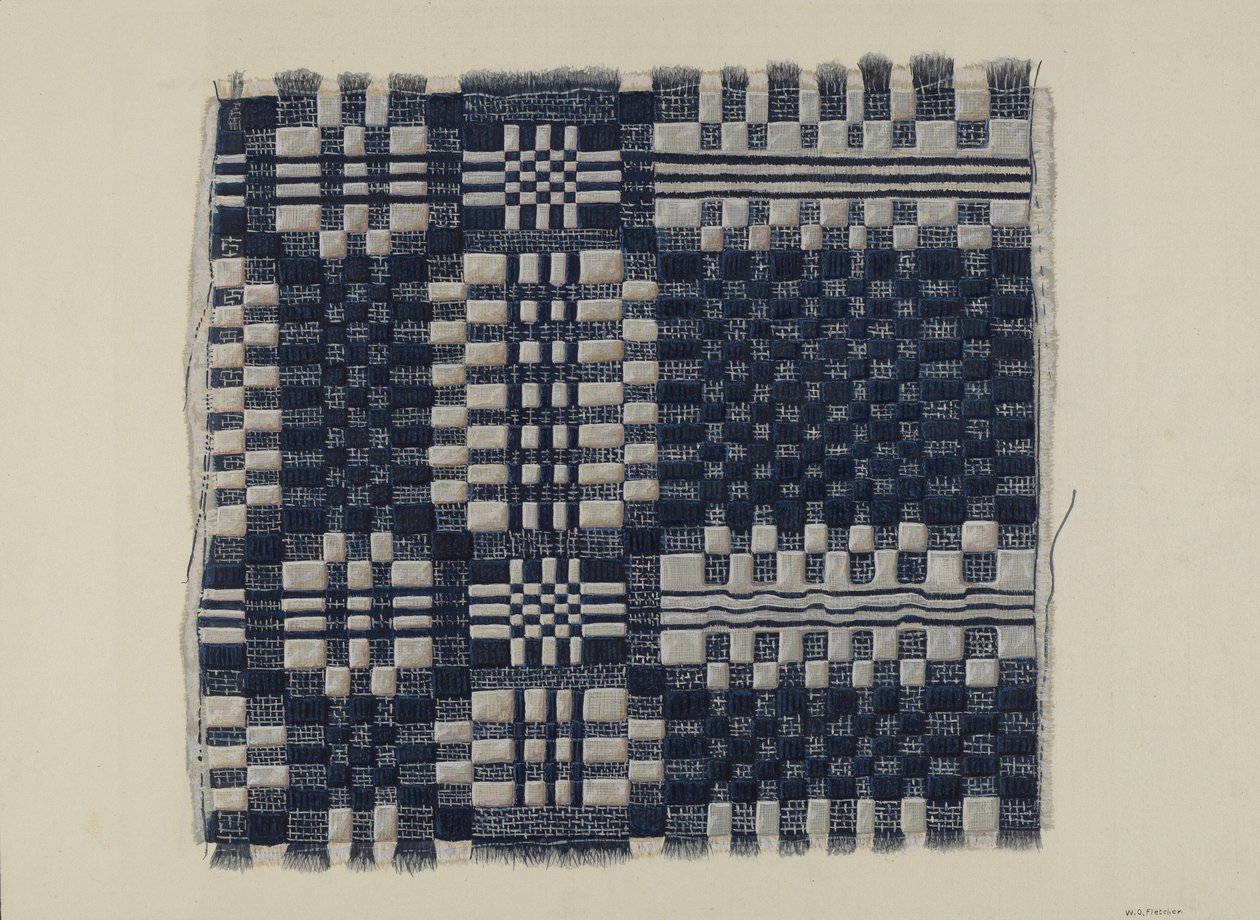 Niebiesko-biały samodział, ok. 1930 1937. autorstwa William O. Fletcher