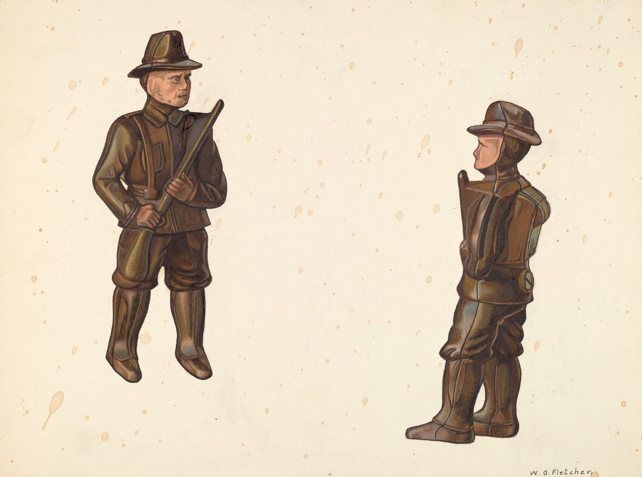Żołnierz w banku monet Khaki, ok. 1930 r. 1938. autorstwa William O. Fletcher