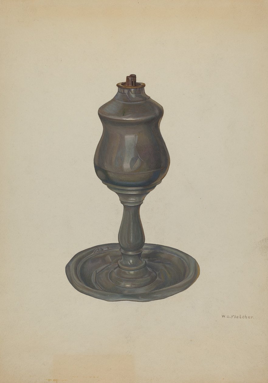 Lampa na olej z wieloryba 1940. autorstwa William O. Fletcher