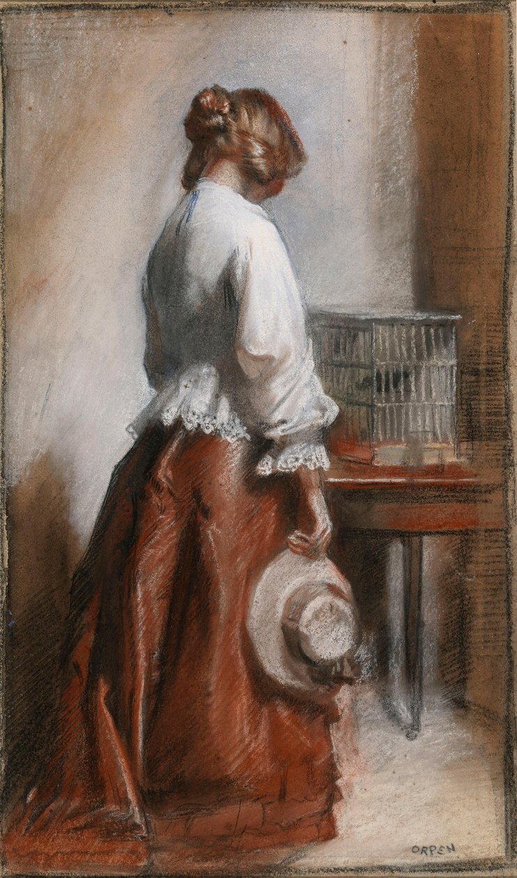 Dama z klatką dla ptaków autorstwa William Orpen