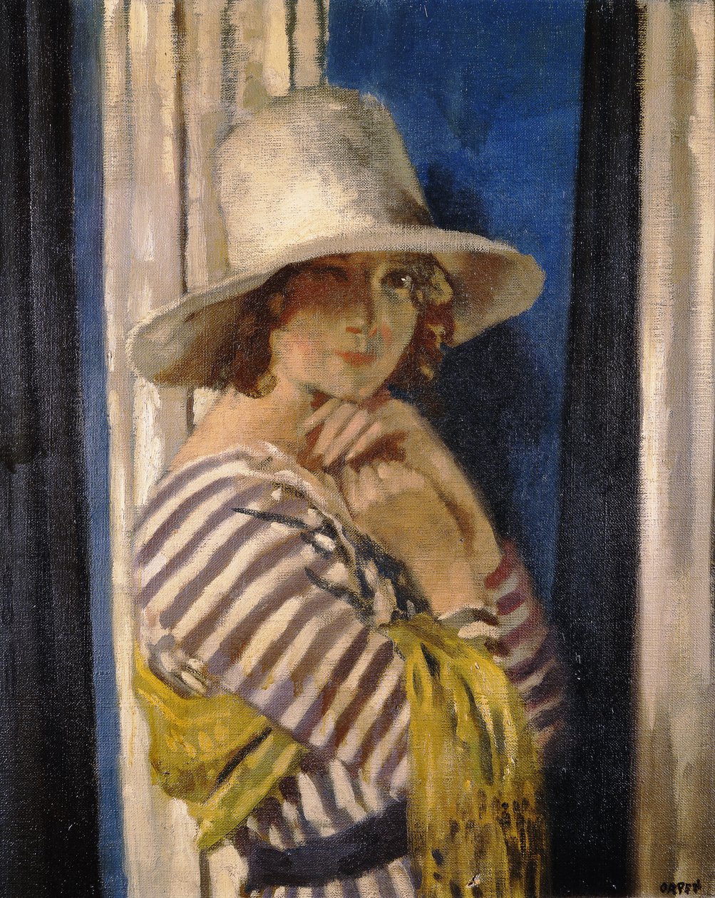 Pani Hone w pasiastej sukience, ok. 1912 autorstwa William Orpen