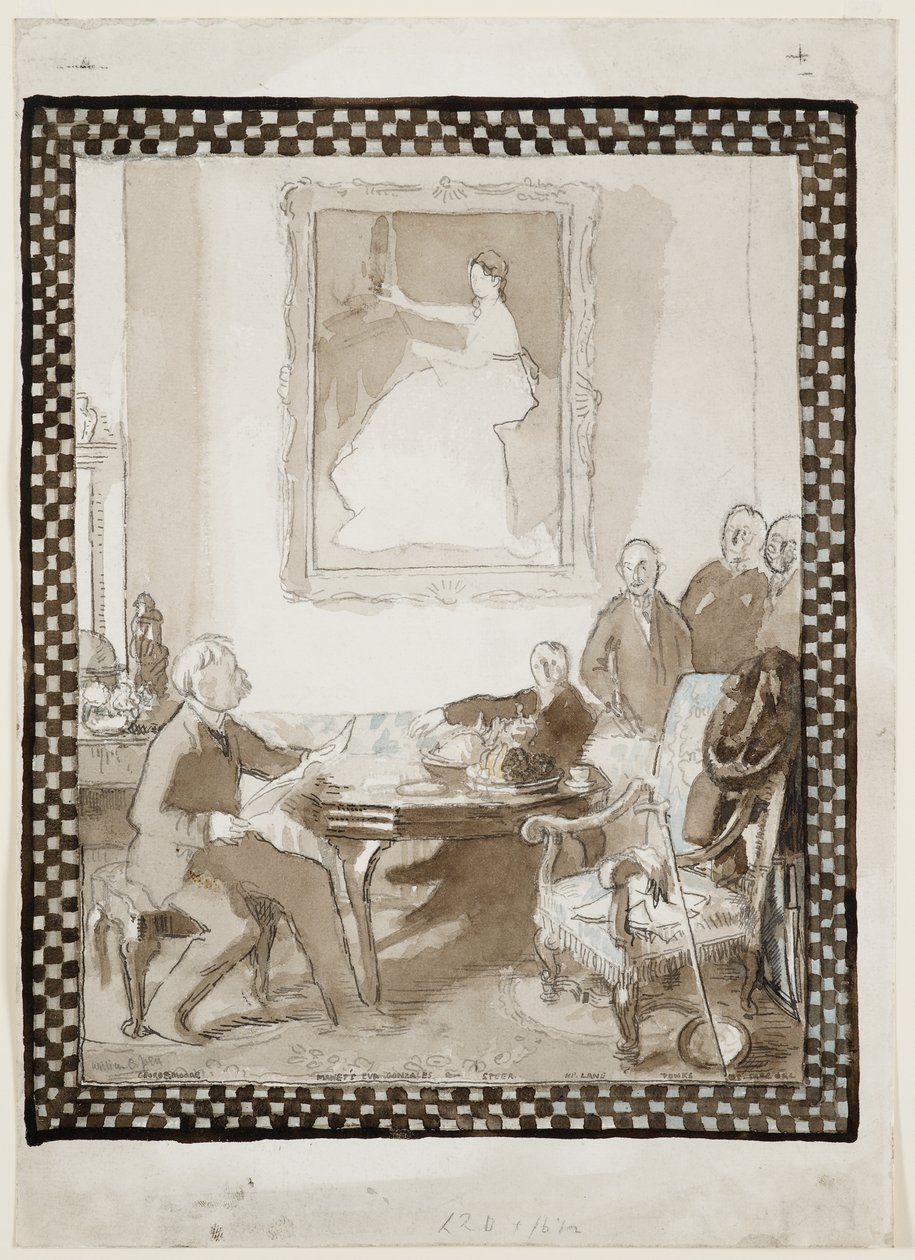 Tutkimus öljymaalaukseen "Homage to Manet", n. 1906 (akvarelli, tussi, liitu & kynä paperille) (katso myös 63015) kiillotus autorstwa William Orpen