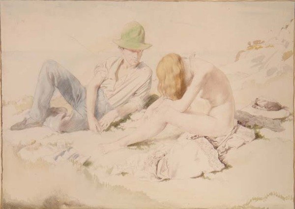 Rysownik i jego model autorstwa William Orpen