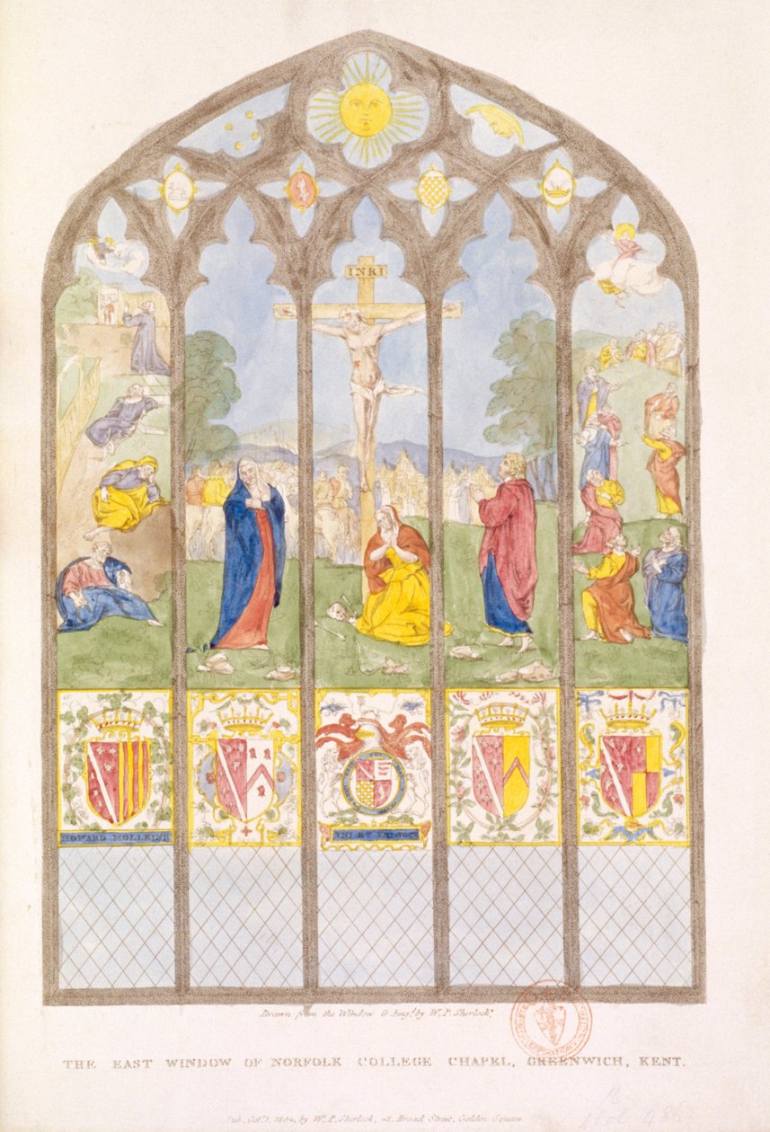 Wschodnie okno Norfolk College Chapel, Greenwich, Londyn, 1804 r autorstwa William P Sherlock