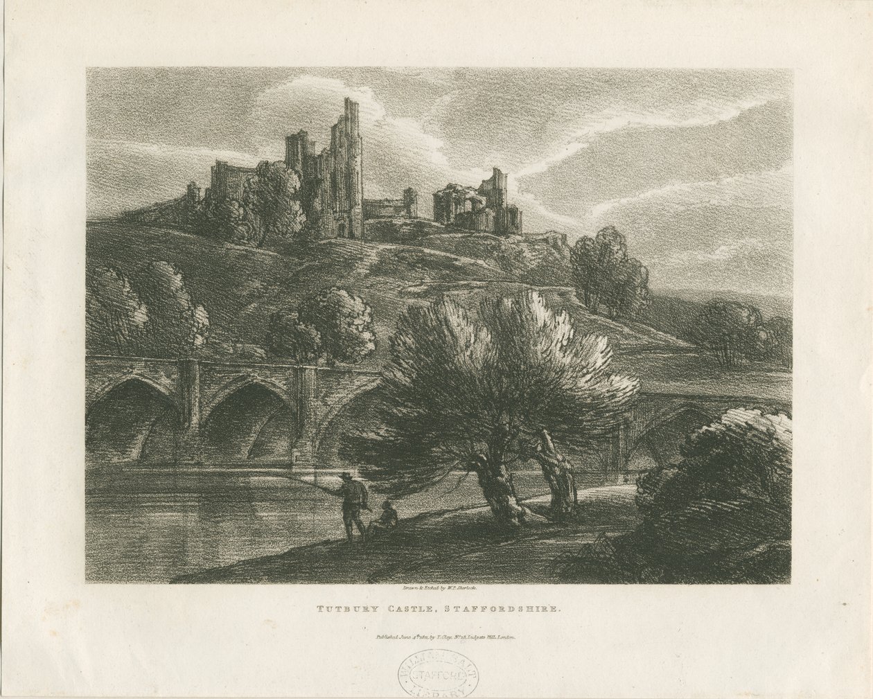 Zamek Tutbury - Widok południowy: cynkografia, nd [c 1811] autorstwa William P Sherlock