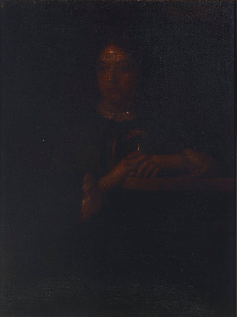 Sarah opiera się o poręcz autorstwa William Page