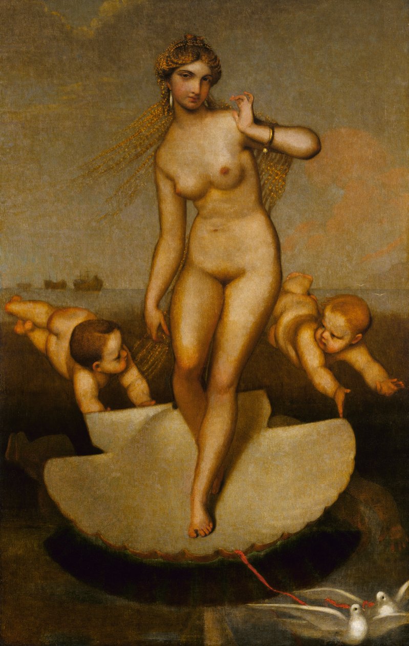 Wenus prowadząca Eneasza i trojany na wybrzeże łacińskie, 1862. autorstwa William Page