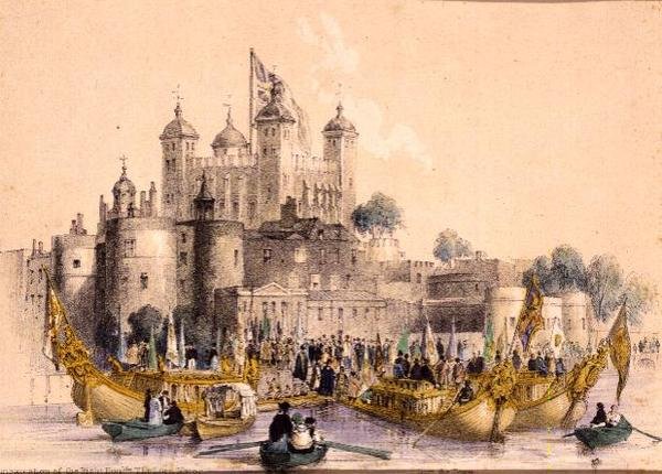 Zaokrętowanie Prawego Hon. Lord Mayor w Tower of London (lito) autorstwa William Parrott