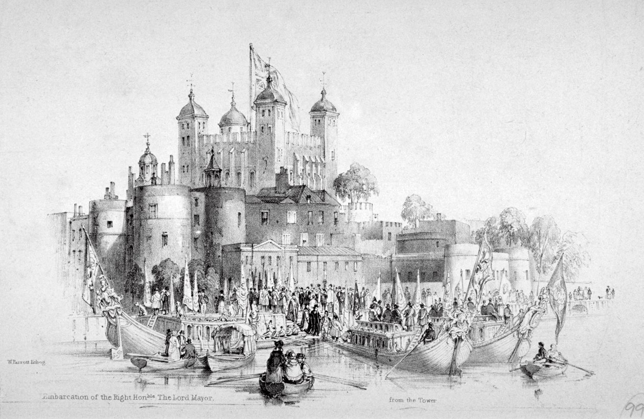 Lord Mayor Thomas Johnson i jego świta wyruszają z Tower of London, 1840 r autorstwa William Parrott
