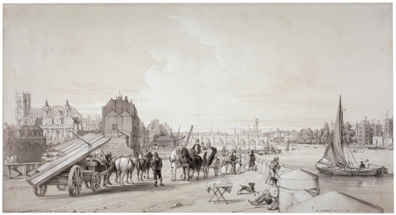 Millbank, Westminster, Londyn, 1841 autorstwa William Parrott