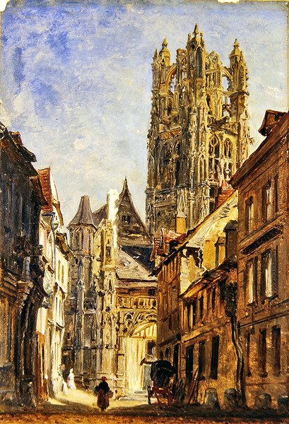 Kościół św. Wawrzyńca, Rouen, ok. 1860 (olej na papierze ułożony na płycie) autorstwa William Parrott