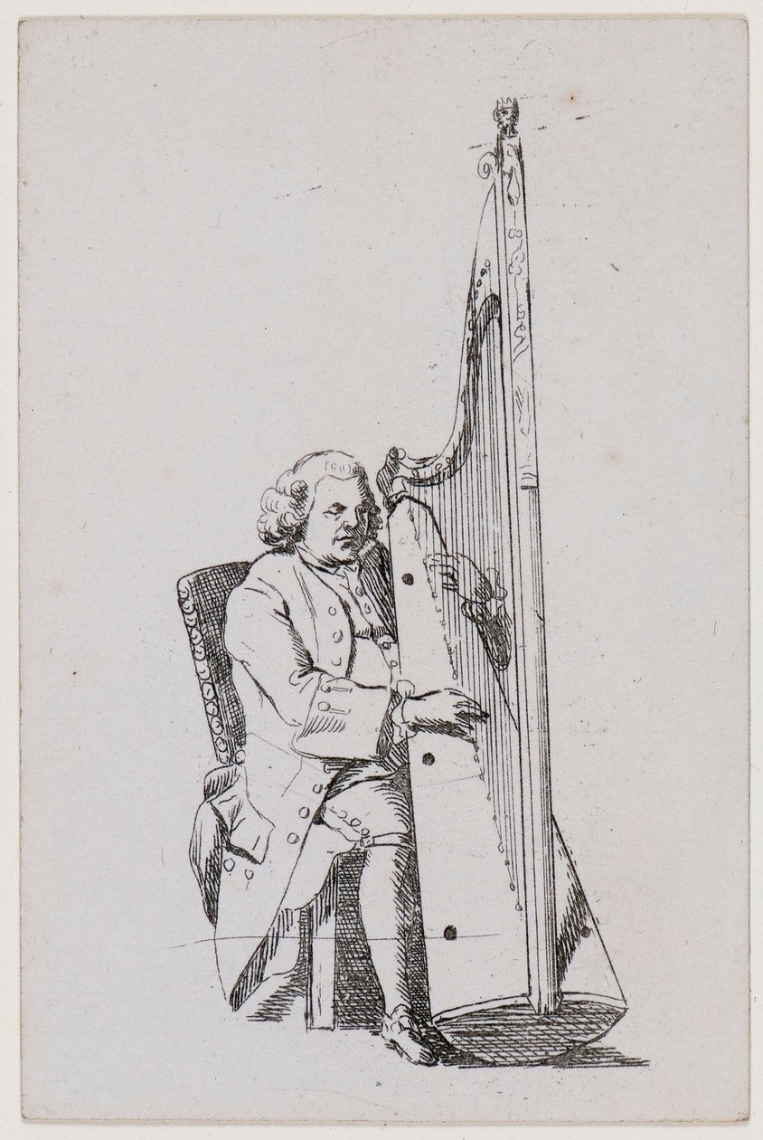 John Parry grający na harfie, ok. 1760-1780. autorstwa William Parry