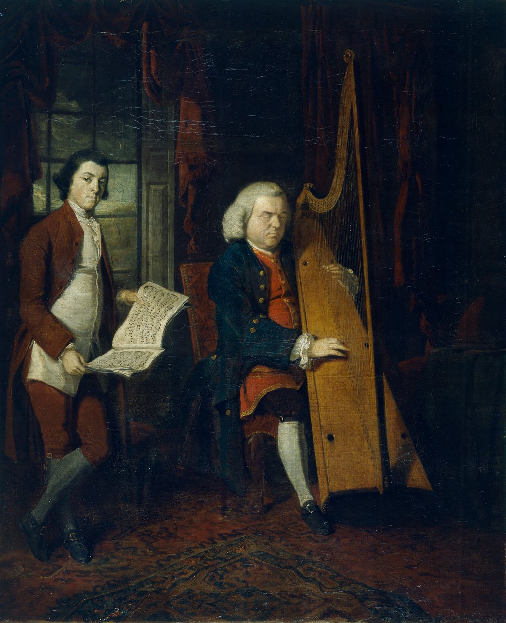 John Parry the Blind Harfista z asystentem, ok. 1770-1780. autorstwa William Parry