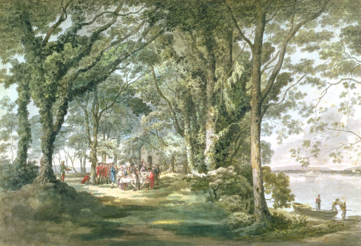 Krajobraz z postaciami podczas posiłku na świeżym powietrzu, 1760-1782 autorstwa William Pars