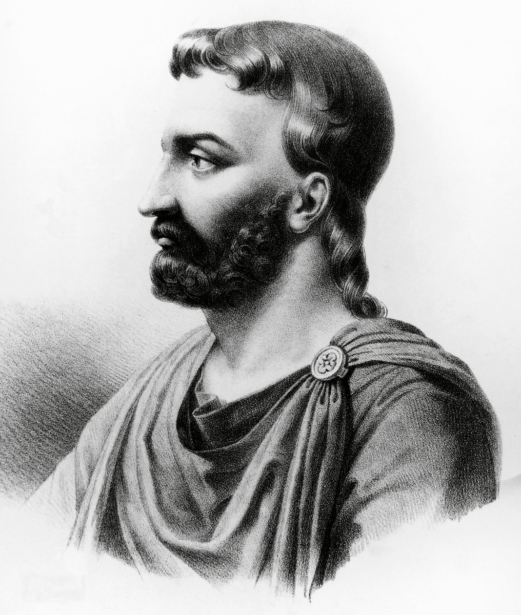 Portret Aulusa Corneliusa Celsusa (25 pne-50 ne), łacińskiego pisarza, rzymskiego encyklopedysty i lekarza, rycina z XIX wieku autorstwa Nicolas Toussaint Charlet