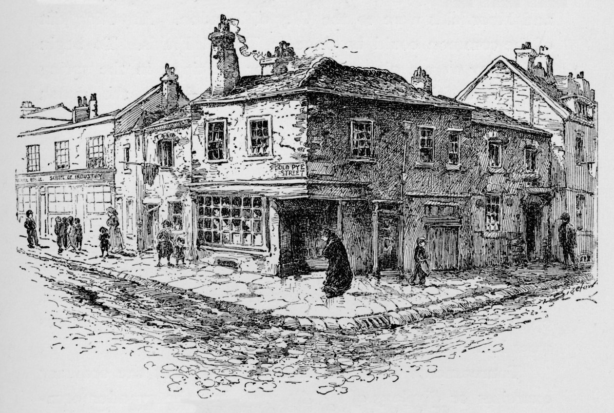 Old Pye Street i Ragged School, ok. 1897 autorstwa William Patten