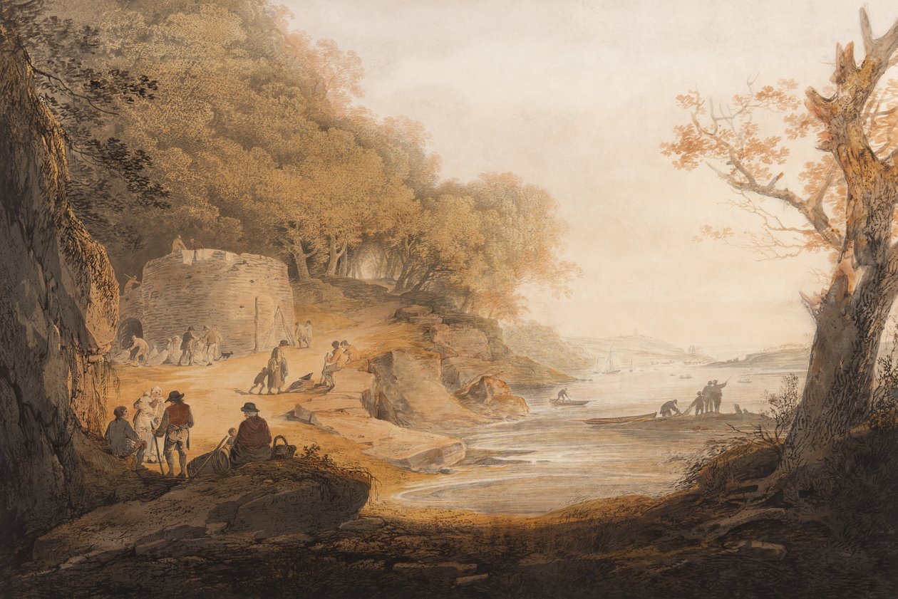 The Lime Kiln at Crabtree opposite to Saltram, Devon (tusz i wc na papierze) autorstwa William Payne