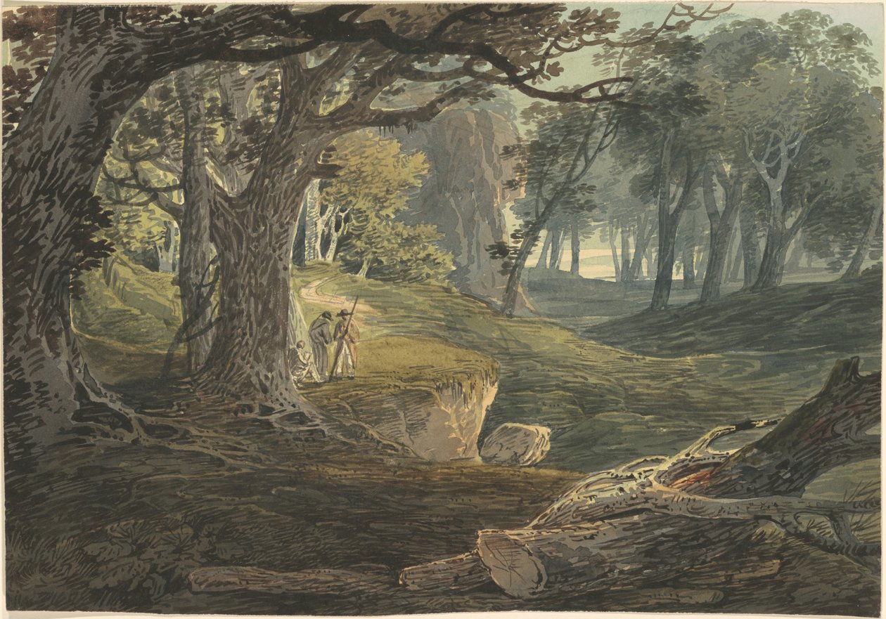Podróżnicy na leśnej polanie autorstwa William Payne