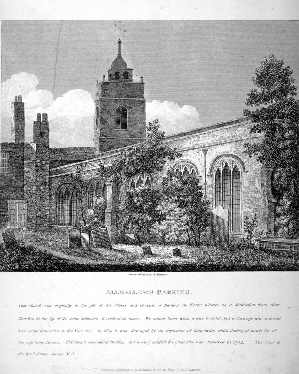 Kościół All Hallows-by-the-Tower, Londyn, 1810 autorstwa William Pearson
