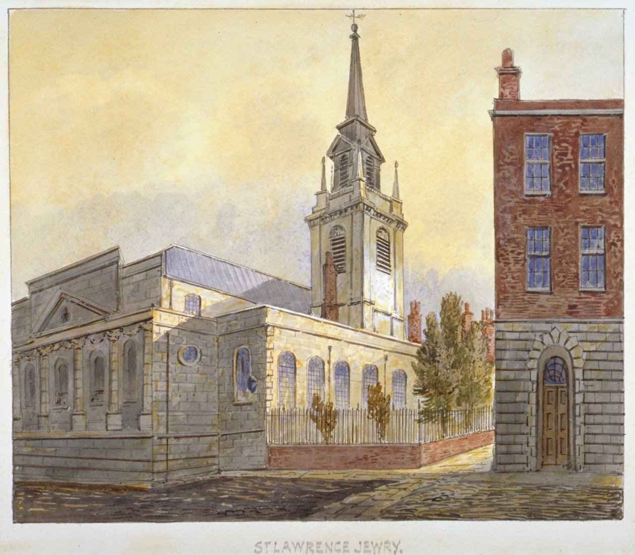 Kościół św. Wawrzyńca z Guildhall Yard, City of London, 1810. autorstwa William Pearson