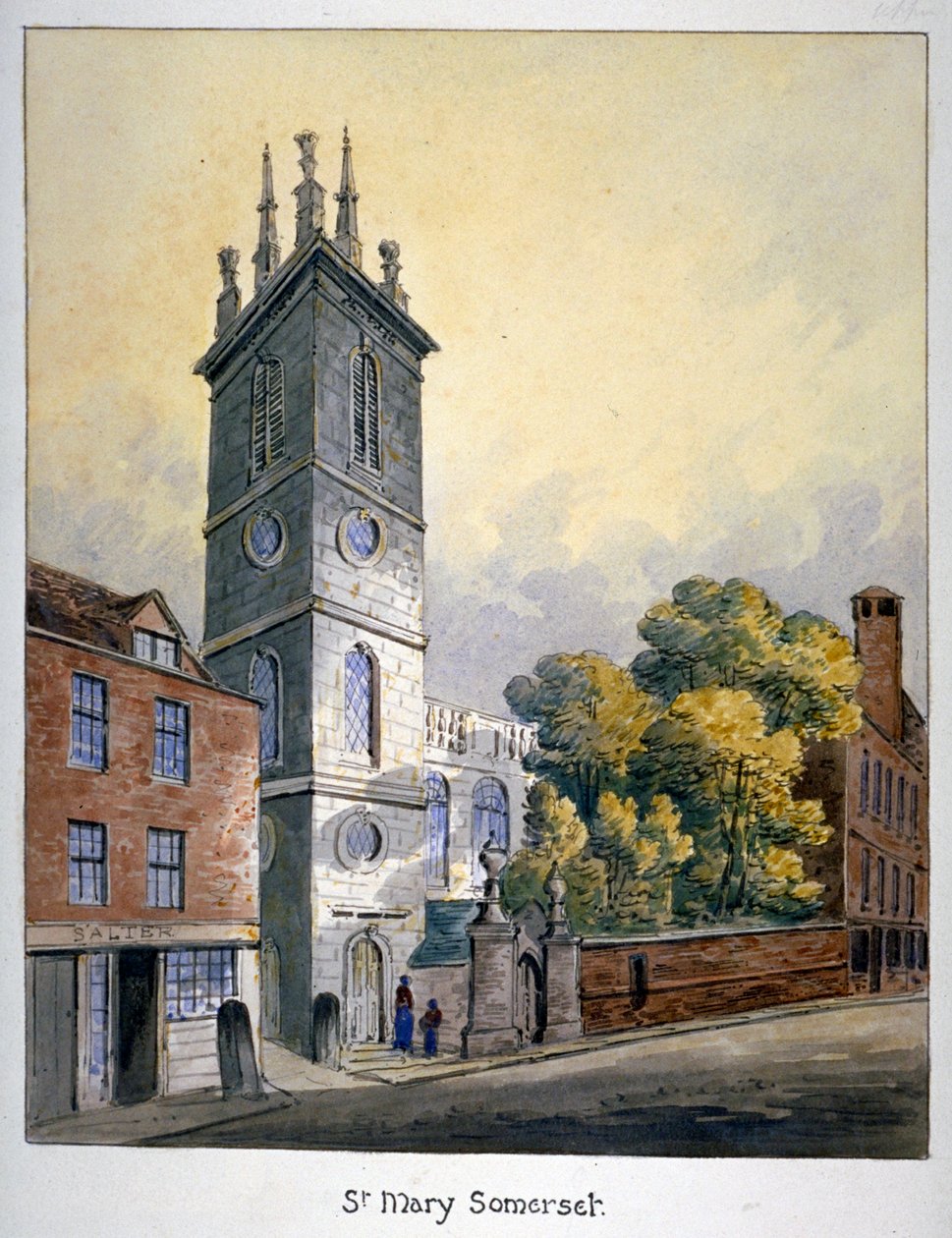 Kościół St Mary Somerset, City of London, c1815 autorstwa William Pearson