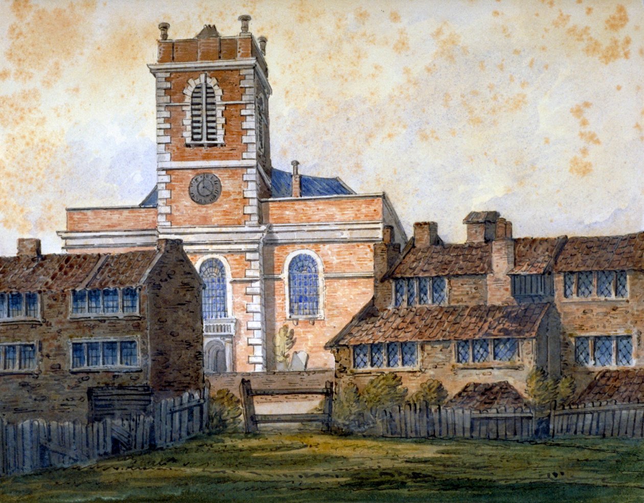 Kościół św. Mateusza, Bethnal Green, Londyn, ok. 1815 r. autorstwa William Pearson