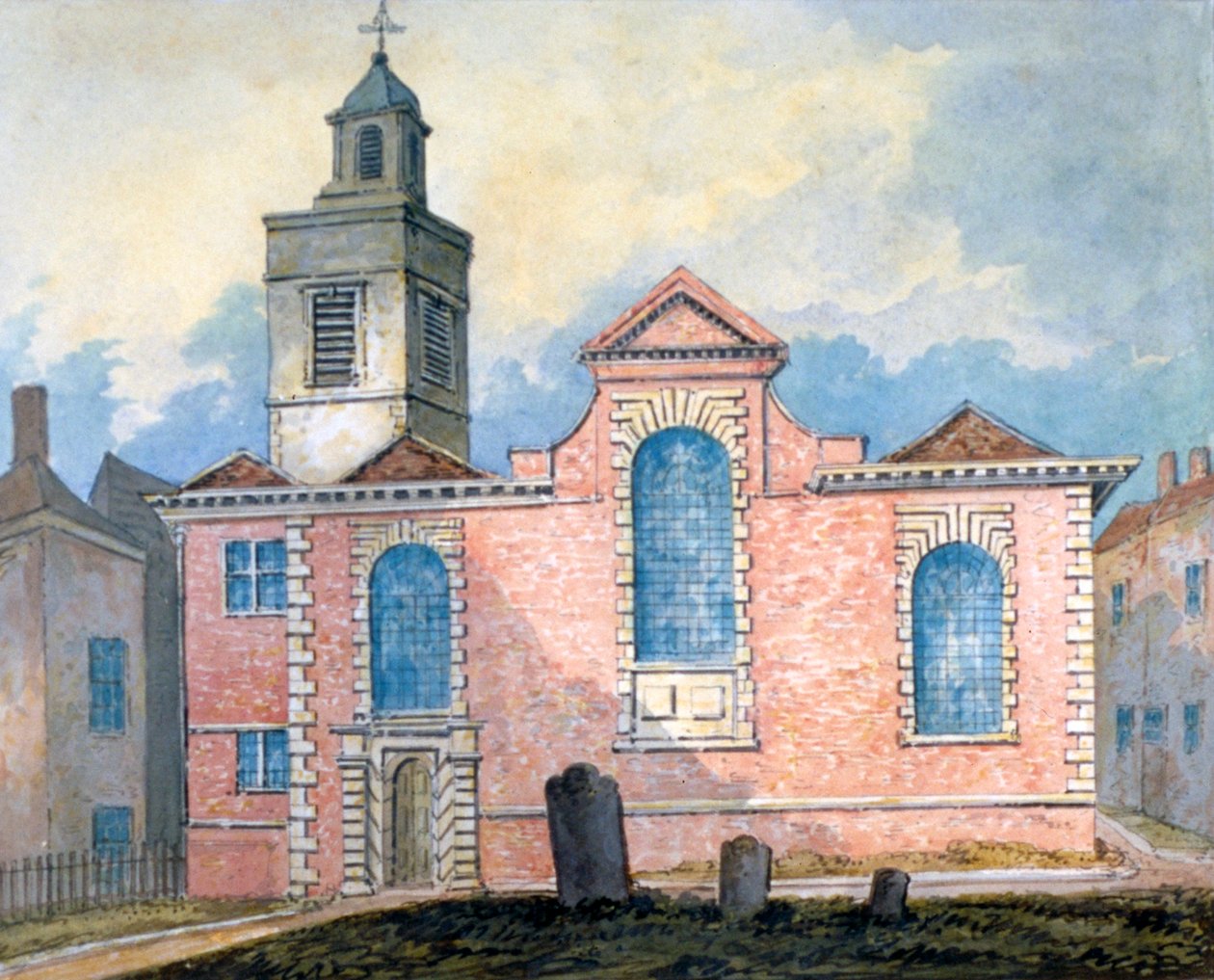 Zewnętrzny widok św. Anny i św. Agnieszki, City of London, c1810. autorstwa William Pearson